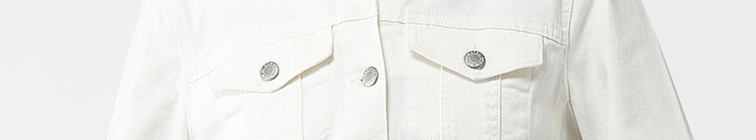 Buy Kotty Women White Solid Denim Jacket - Jackets for Women 12301140 ...