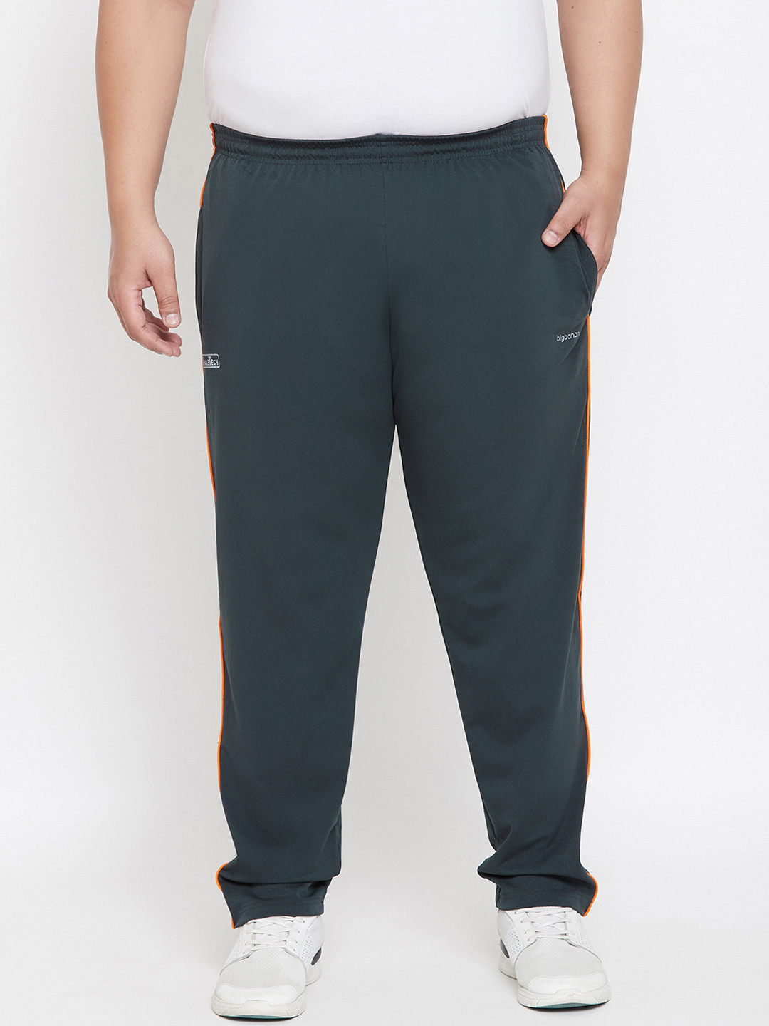 Buy Bigbanana Plus Size Men Teal Green Solid Straight Fit Track Pants