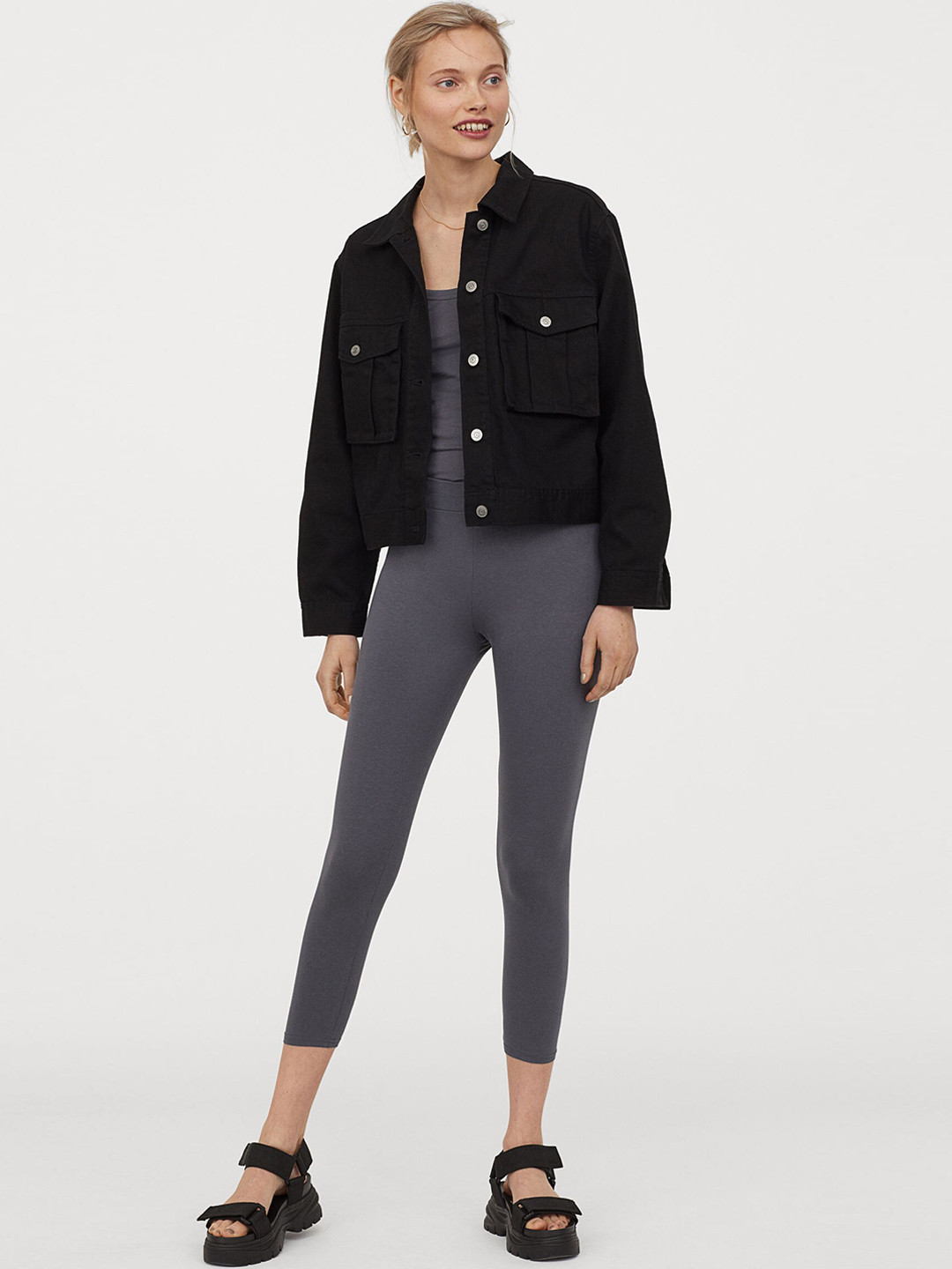 Buy H&M Women Grey Capri Leggings Leggings for Women 12306976 Myntra
