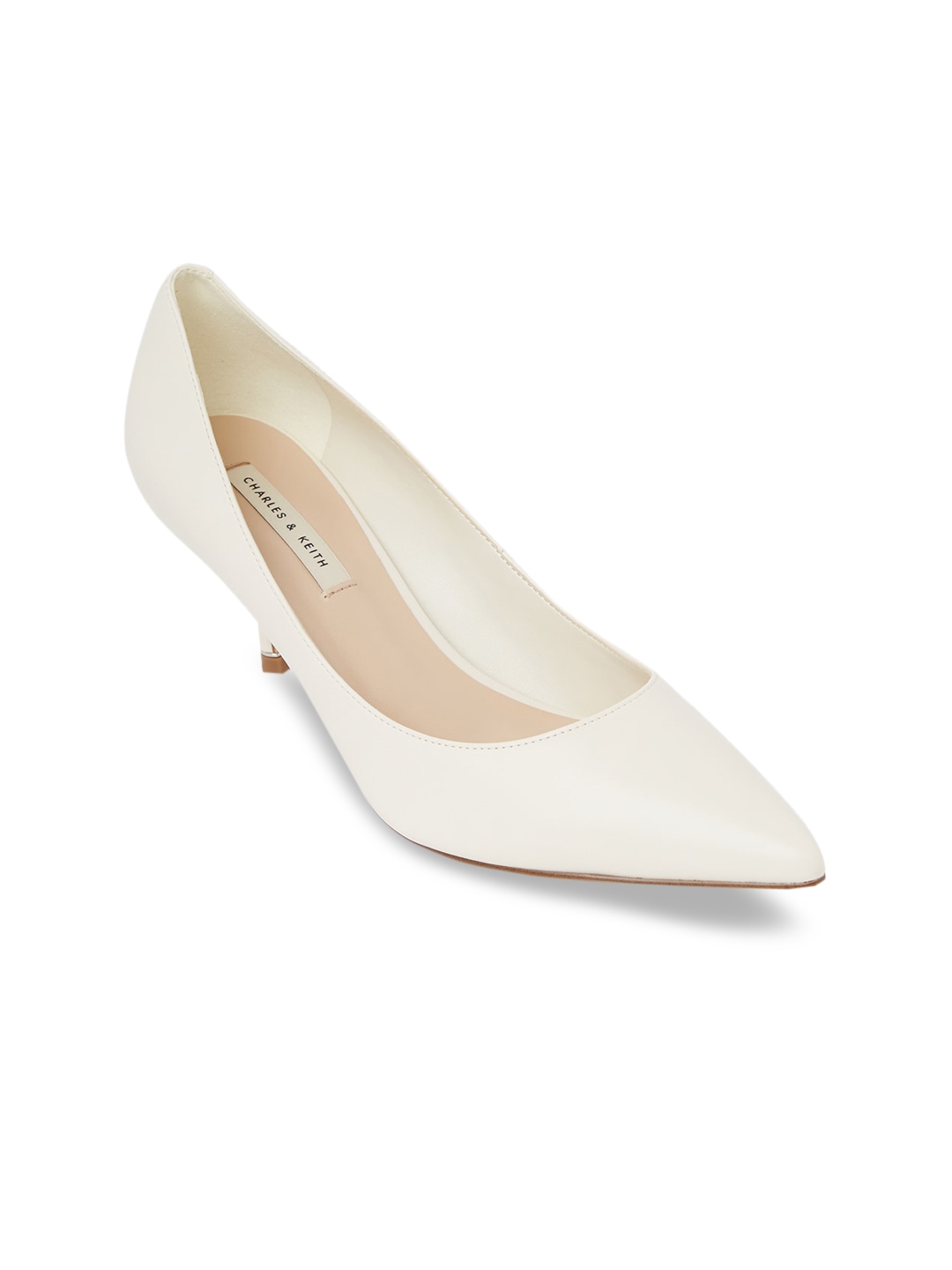 Buy CHARLES & KEITH Women Off White Solid Pumps - Heels for Women ...