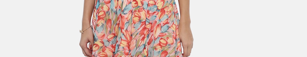 Buy Souchii Women Multicoloured Floral Print Fit & Flare Asymmetric ...