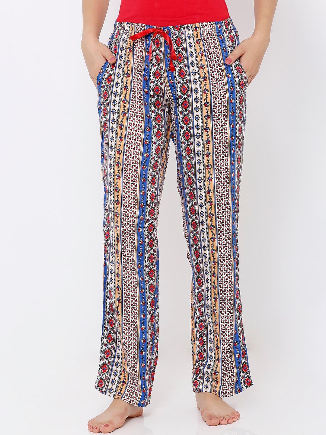 pants with red and white stripe