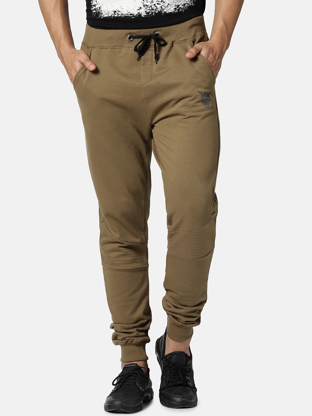 Buy YAK YAK Men Khaki Coloured Solid Slim Fit Joggers - Track Pants for ...