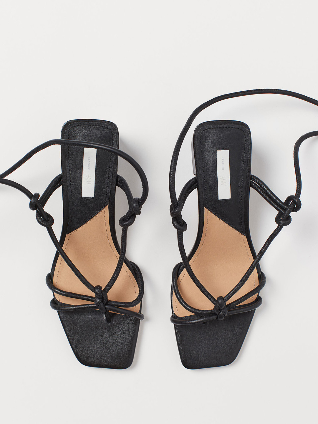 Buy H&M Women Black Solid Leather Sandals Heels for Women 12204330