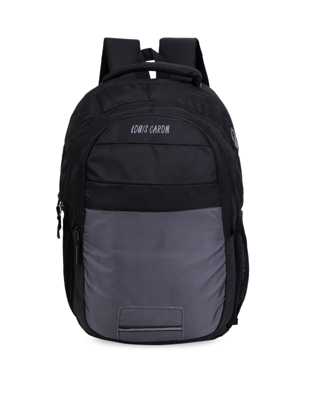 Buy LOUIS CARON Unisex Black & Grey Colourblocked Backpack Backpacks