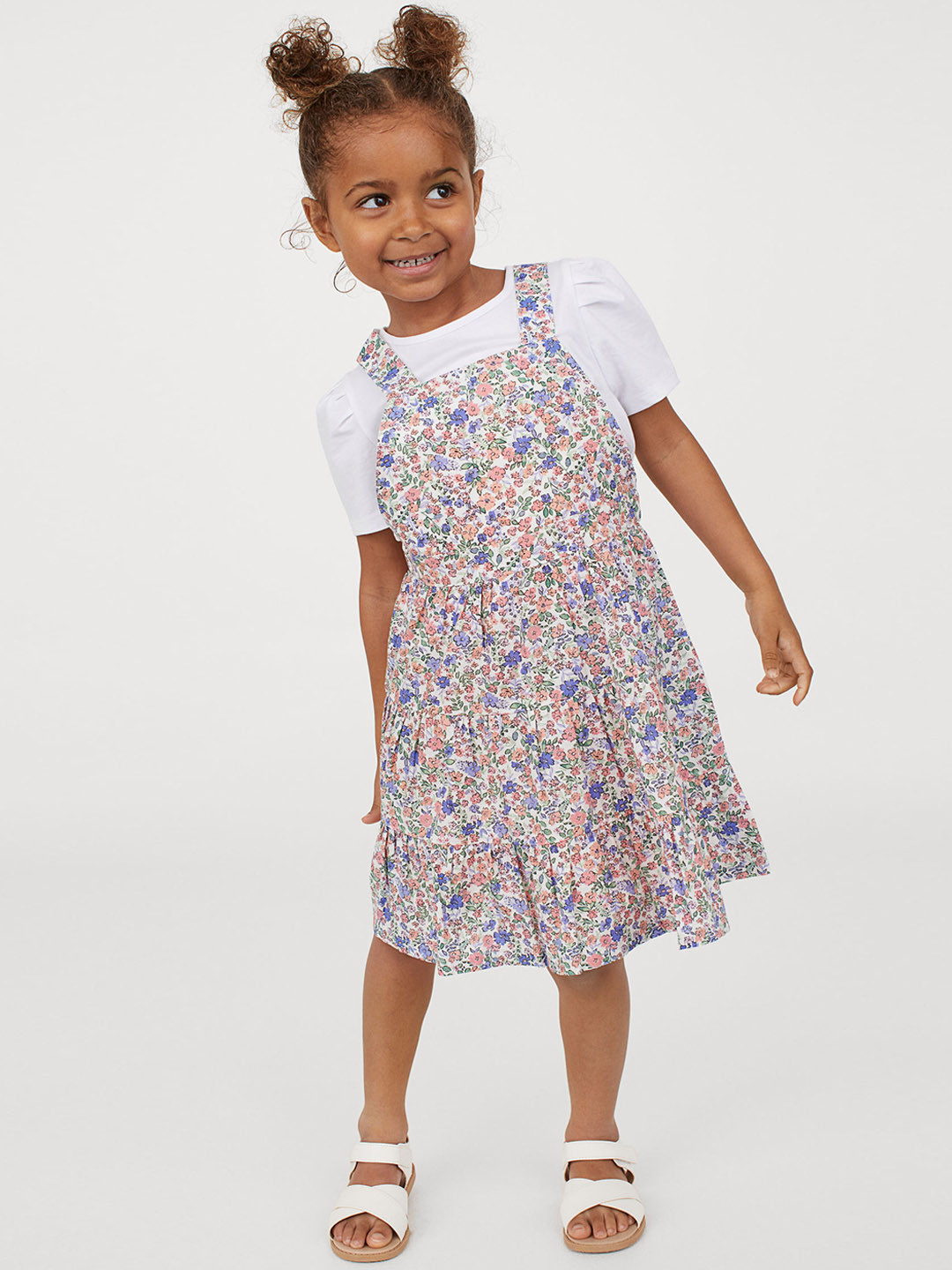 Buy H&M Girls Multicoloured Printed Dungaree Dress Dresses for Girls 12203874 Myntra