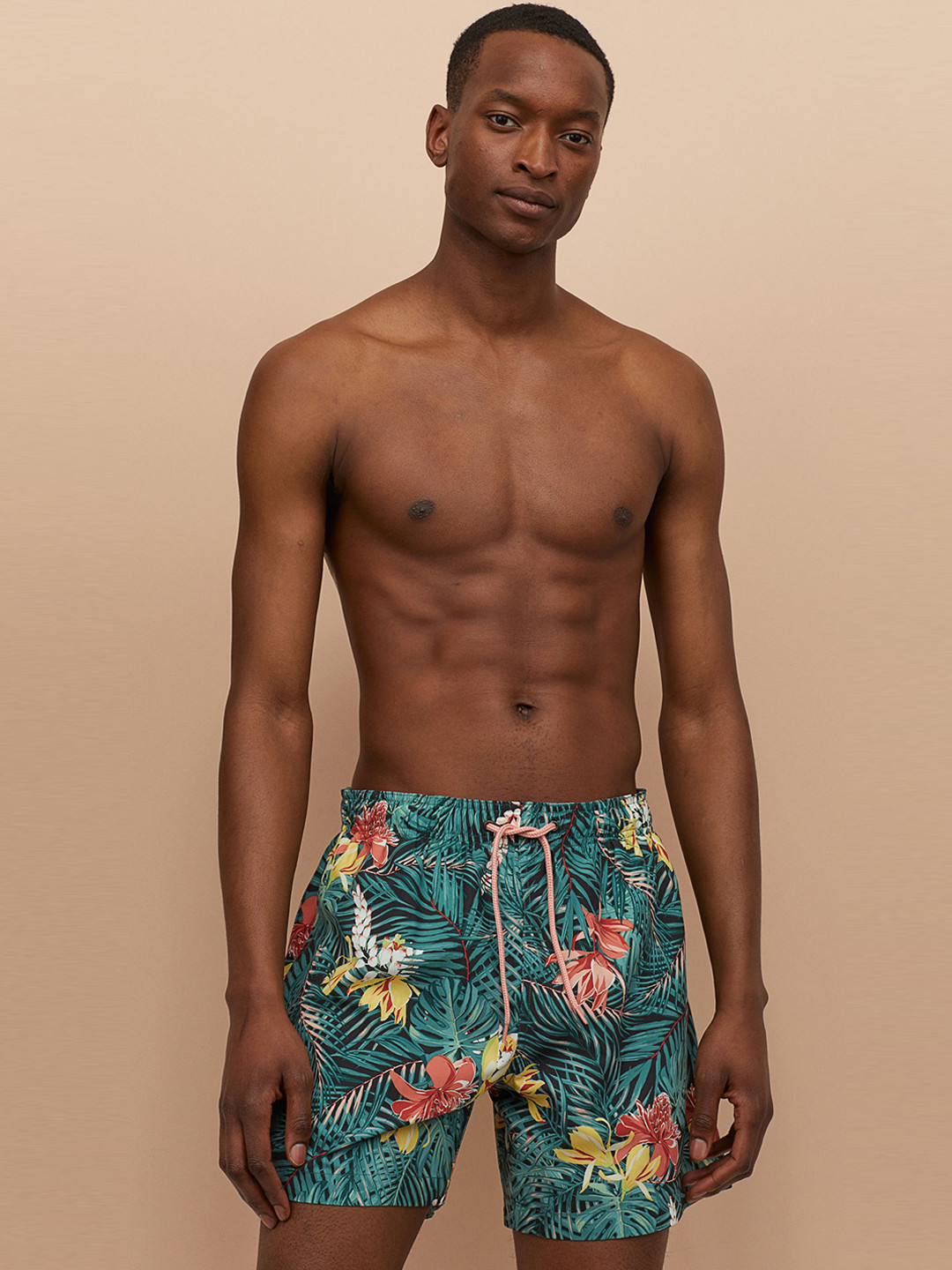 Buy H&M Men Green Printed Swim Shorts Shorts for Men 12204314 Myntra