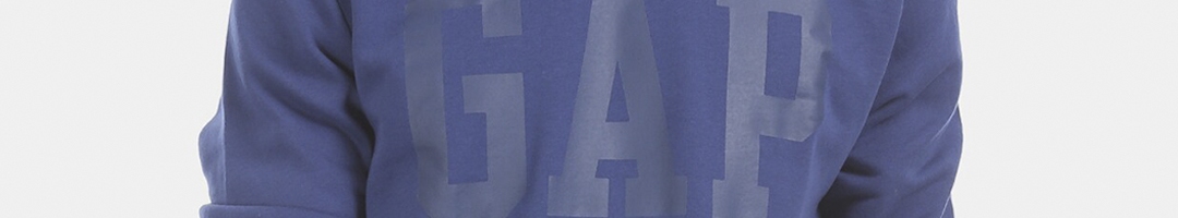 Buy GAP Men Blue Crew Neck Fleece Logo Sweatshirt - Sweatshirts for Men ...