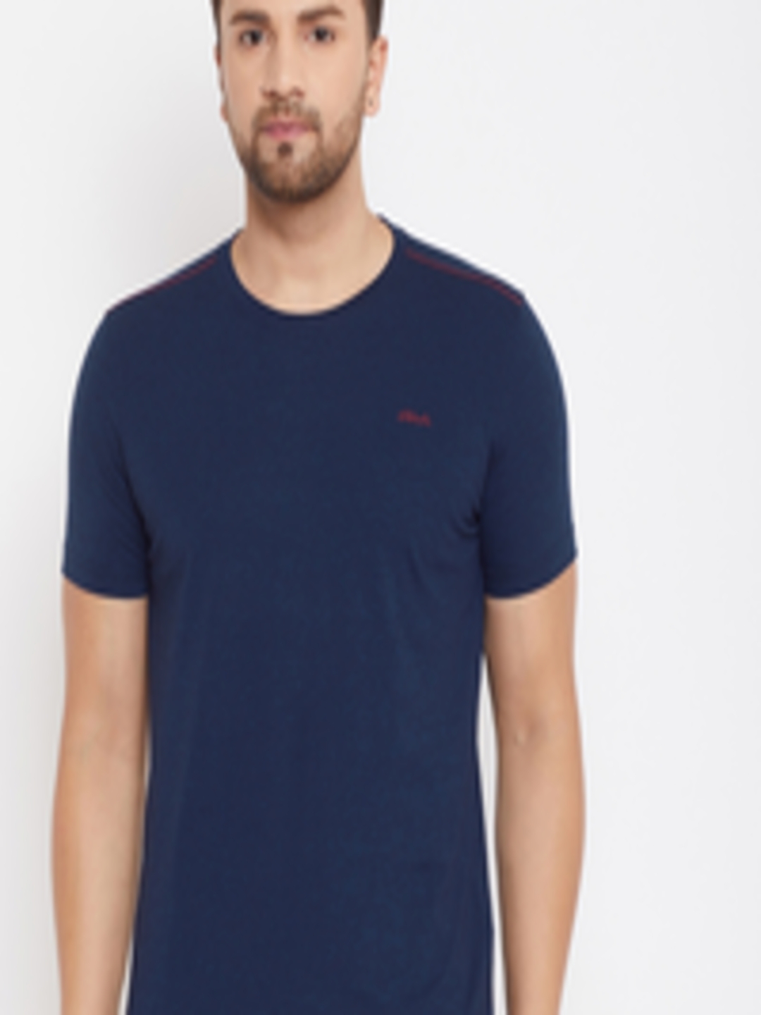 Buy Adobe Men Navy Blue Solid Round Neck T Shirt - Tshirts for Men ...