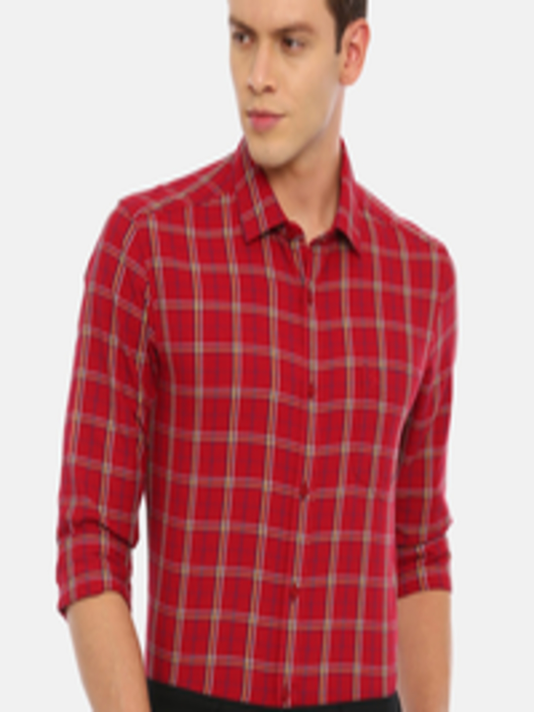 Buy Classic Polo Men Red & White Slim Fit Checked Casual Shirt - Shirts ...