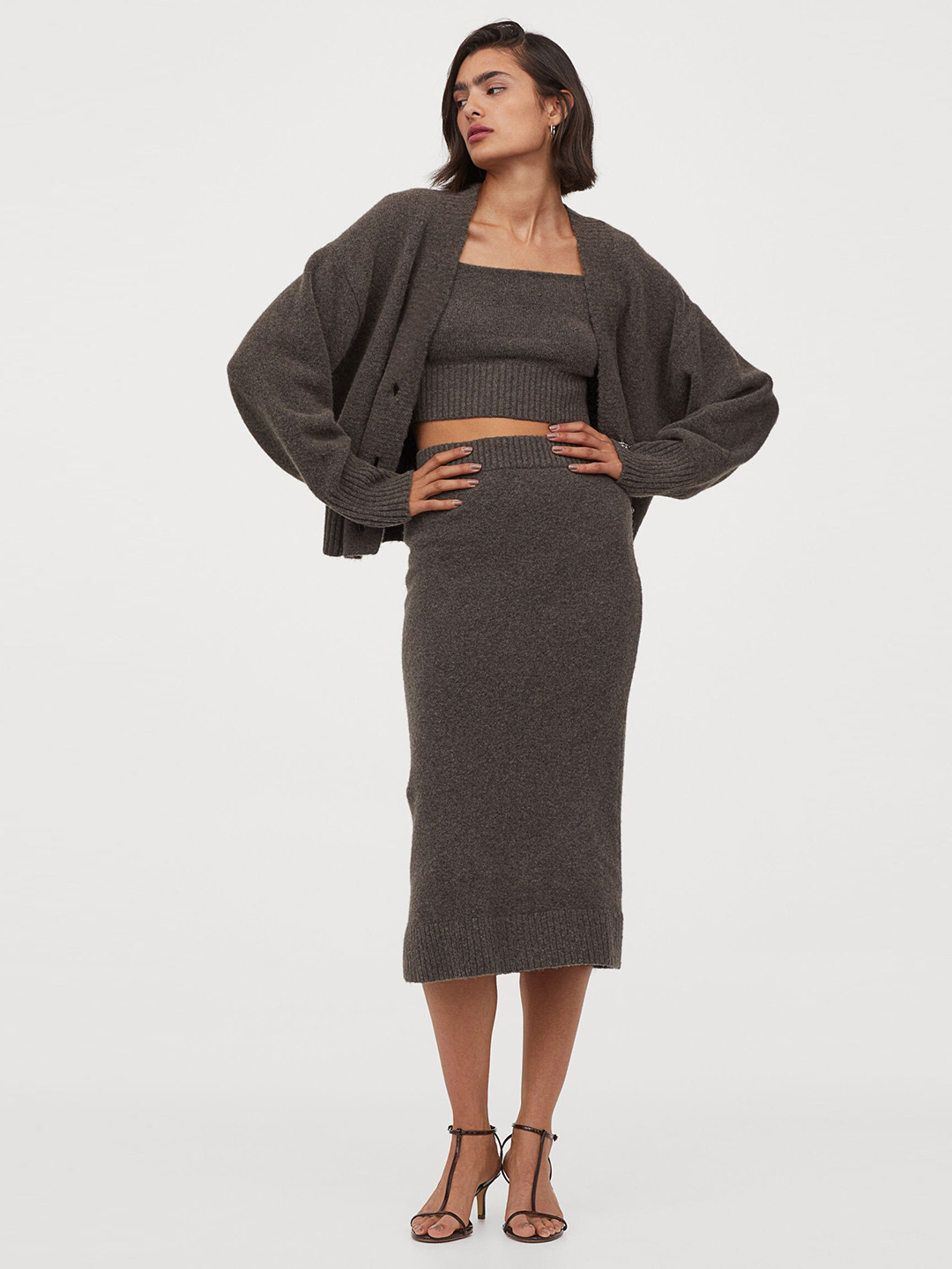 Buy H&M Charcoal Grey Fine Knit Pencil Skirt Skirts for Women