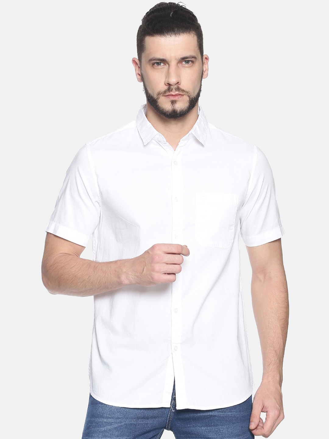 Buy Chennis Men White Slim Fit Solid Casual Shirt - Shirts for Men ...