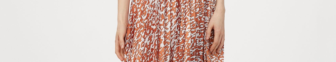 Buy H&M Orange & White Printed Pleated Skirt - Skirts for Women ...