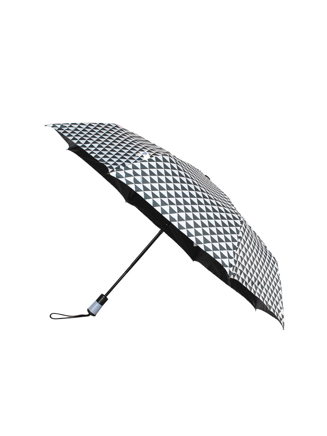 Buy Johns Unisex Black & White Printed 3 Fold Semi Automatic Umbrella
