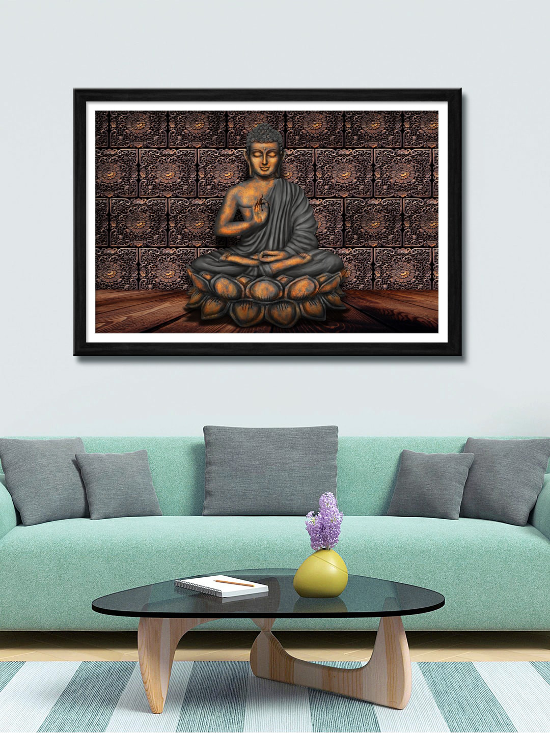Buy 999Store Brown & Grey Lord Buddha Canvas Wall Art Wall Art for Unisex 12463586 Myntra