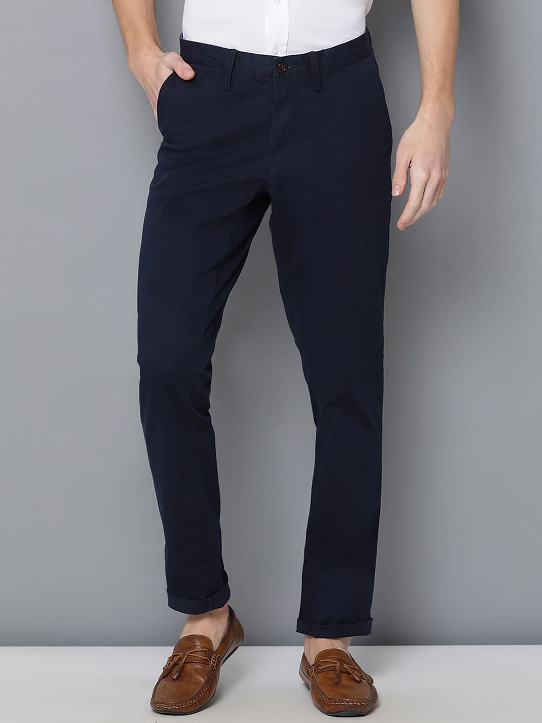 Buy GANT Men Navy Blue Slim Fit Solid Chinos - Trousers for Men ...