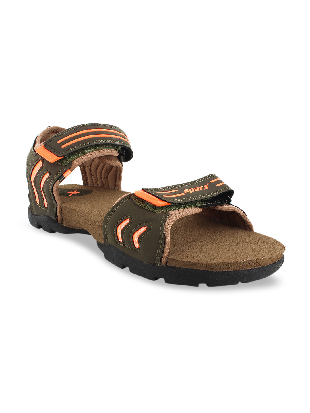 Buy Sparx Men Olive Green & Orange Solid Sports Sandals Sports