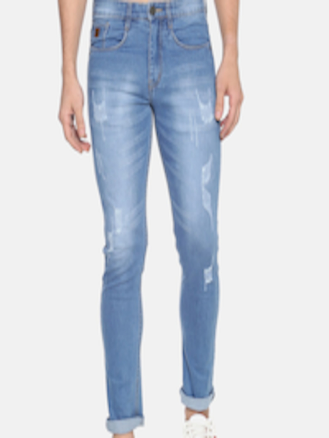 Buy Campus Sutra Men Blue Slim Fit Mid Rise Mildly Distressed Jeans ...