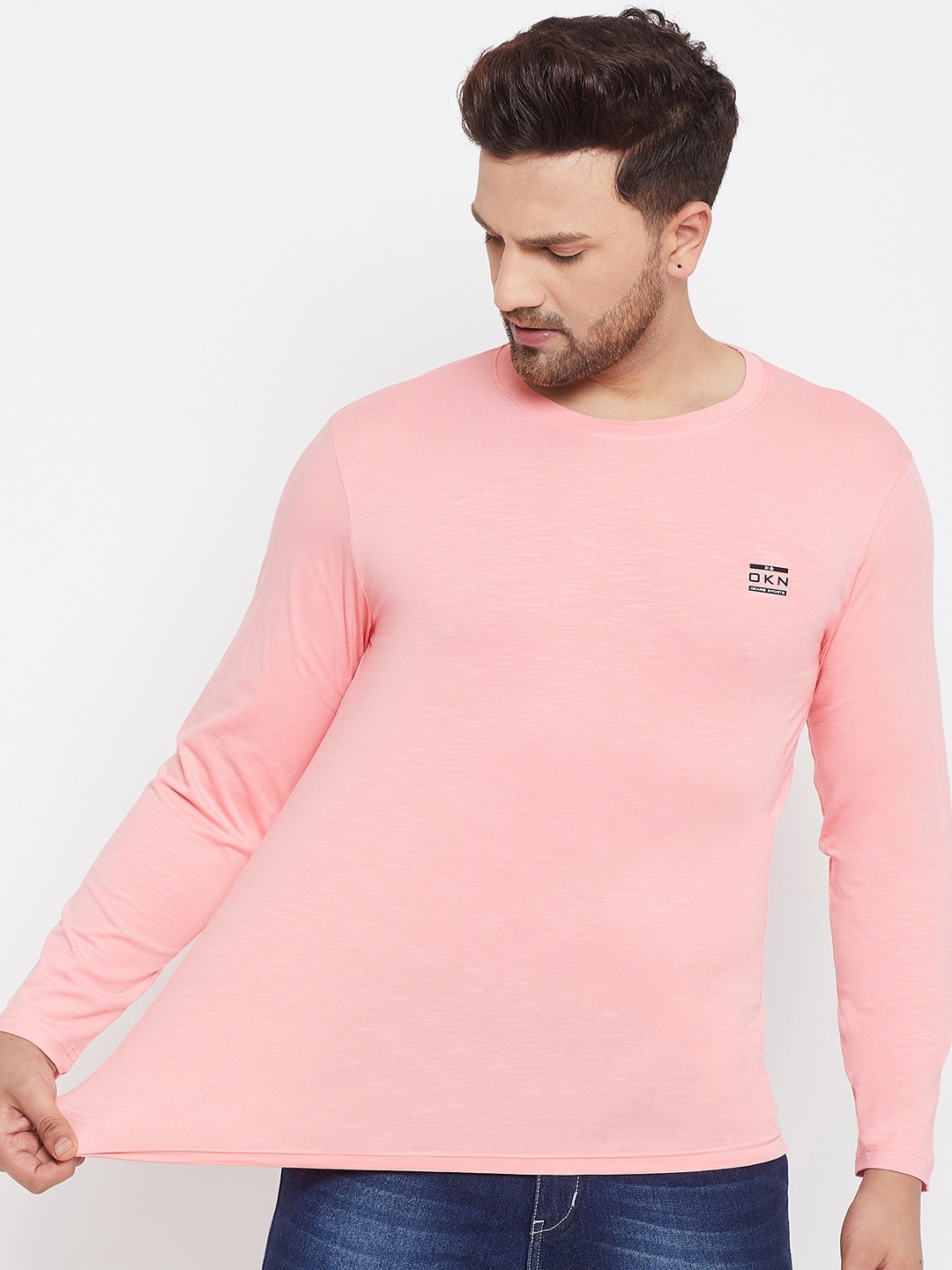 peach color tshirt for men