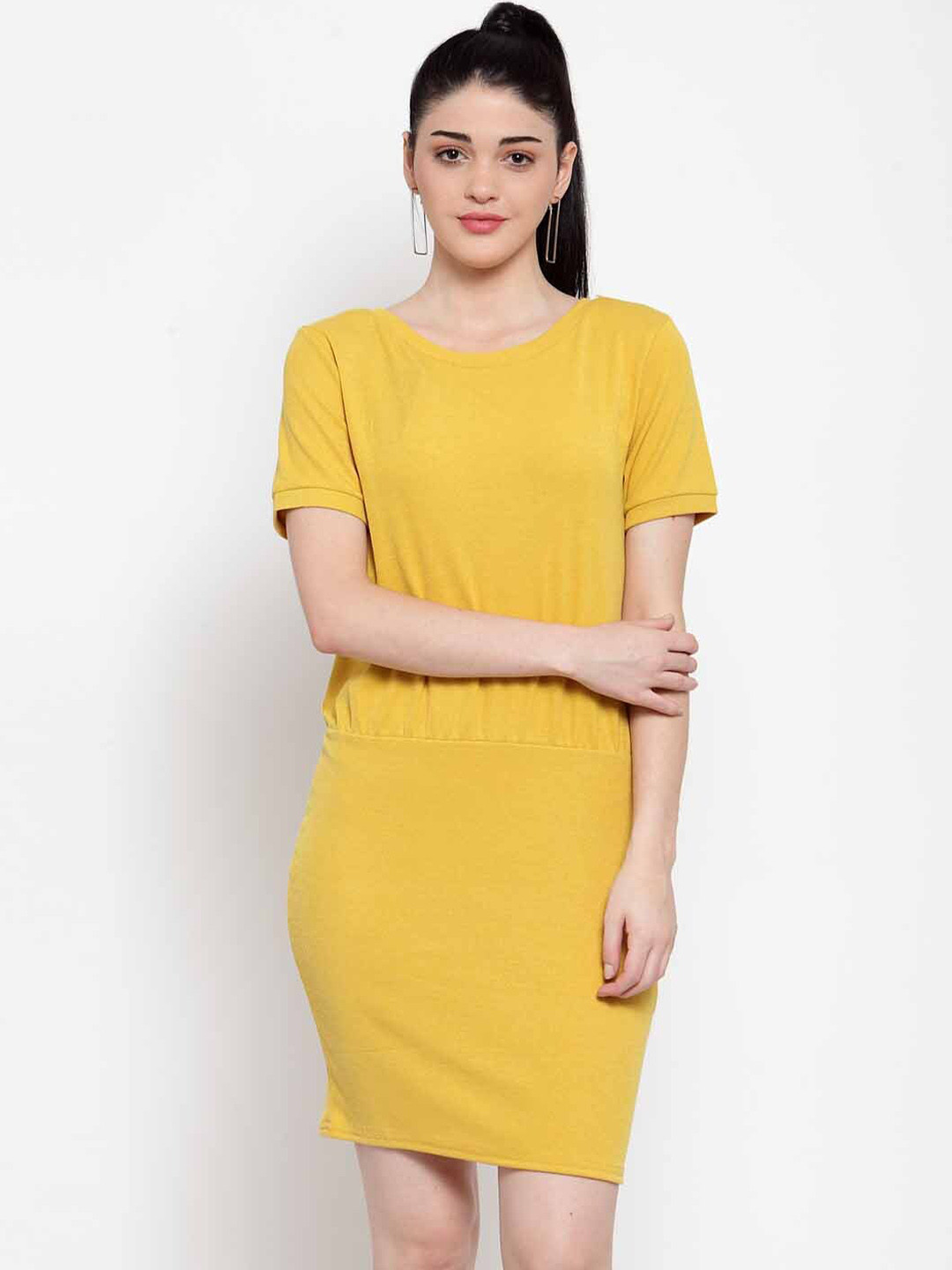 Buy Global Republic Women Mustard Yellow Solid T Shirt Dress Dresses for Women 12487036 Myntra