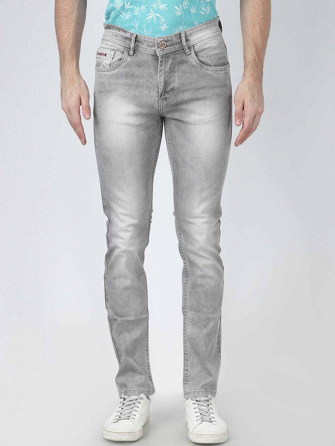 Buy FEVER Men Grey Slim Fit Mid Rise Clean Look Stretchable Jeans