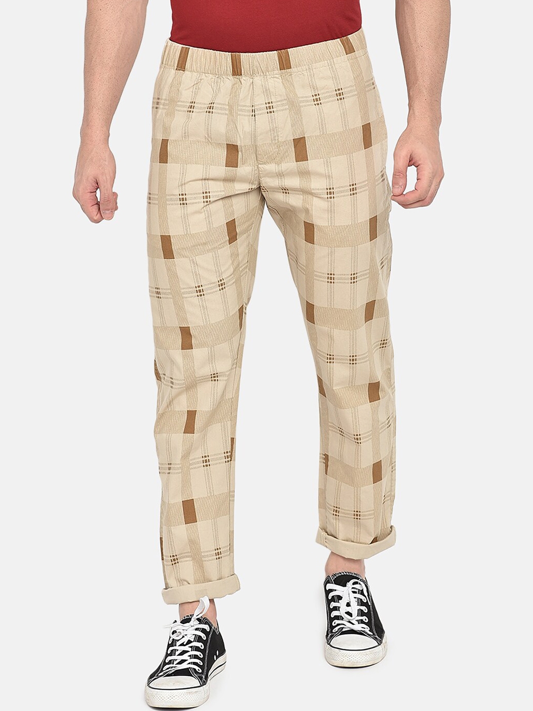 checked track pants