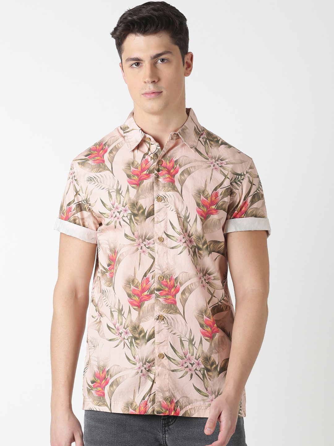 Buy Blue Saint Men Pink Slim Fit Printed Casual Shirt Shirts for Men