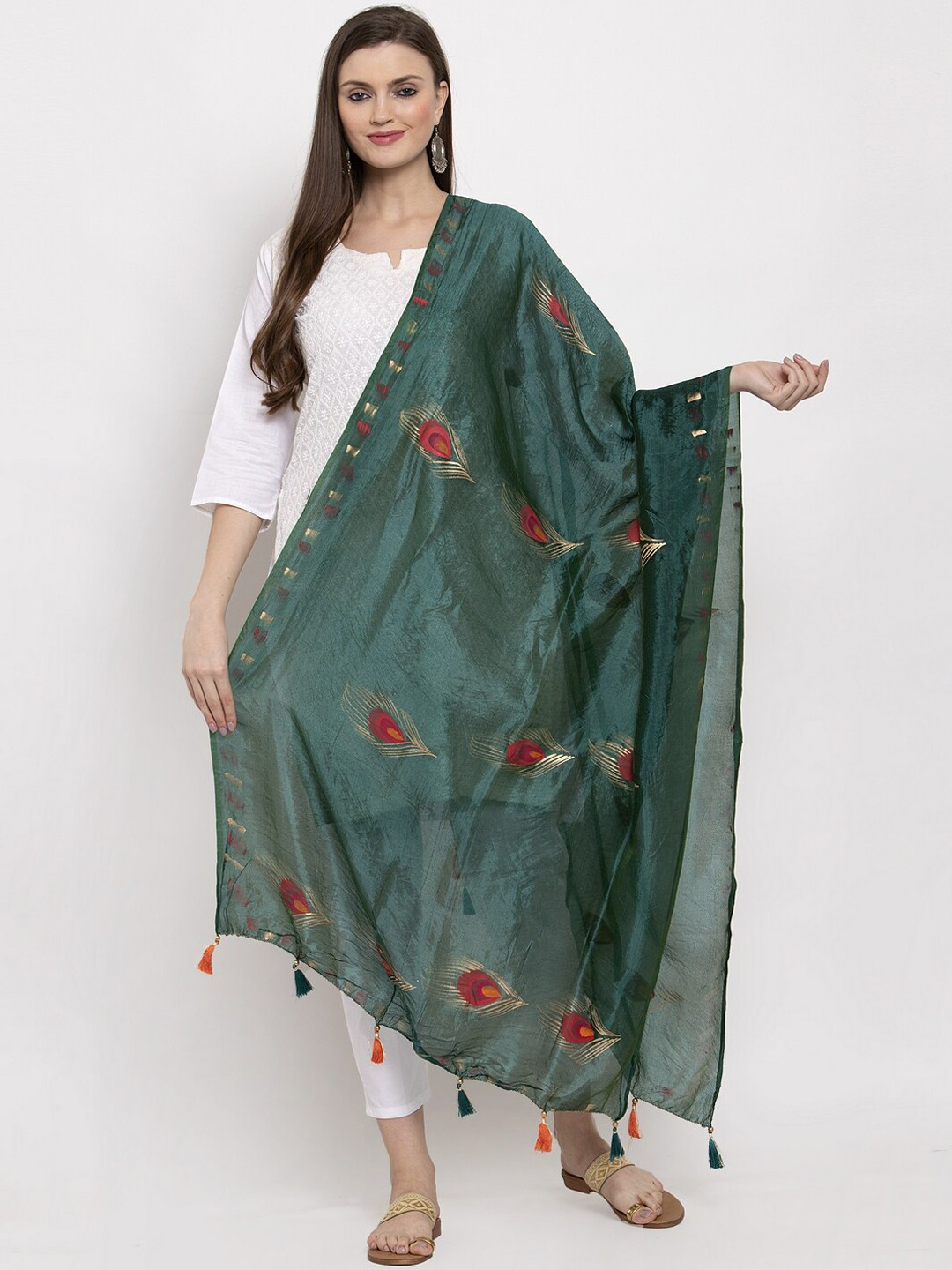Buy Clora Creation Green Printed Dupatta Dupatta for Women 12496786