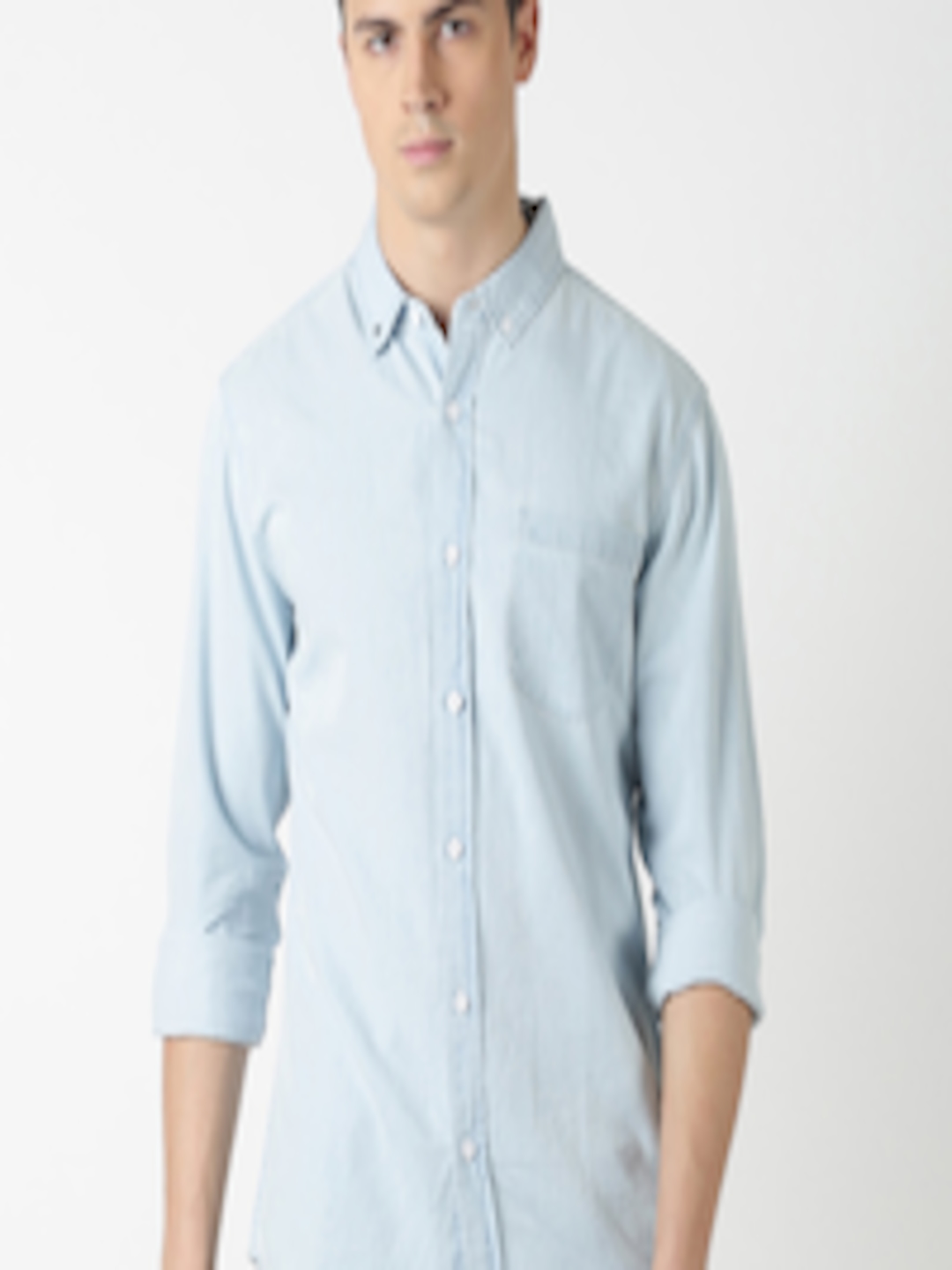 Buy Blue Saint Men Blue Slim Fit Solid Casual Shirt - Shirts for Men ...
