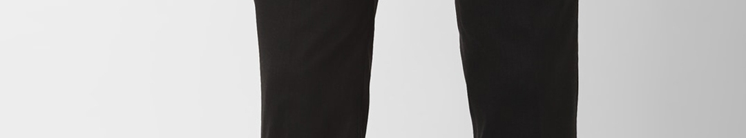 Buy Peter England Men Black Slim Fit Solid Formal Trousers - Trousers ...