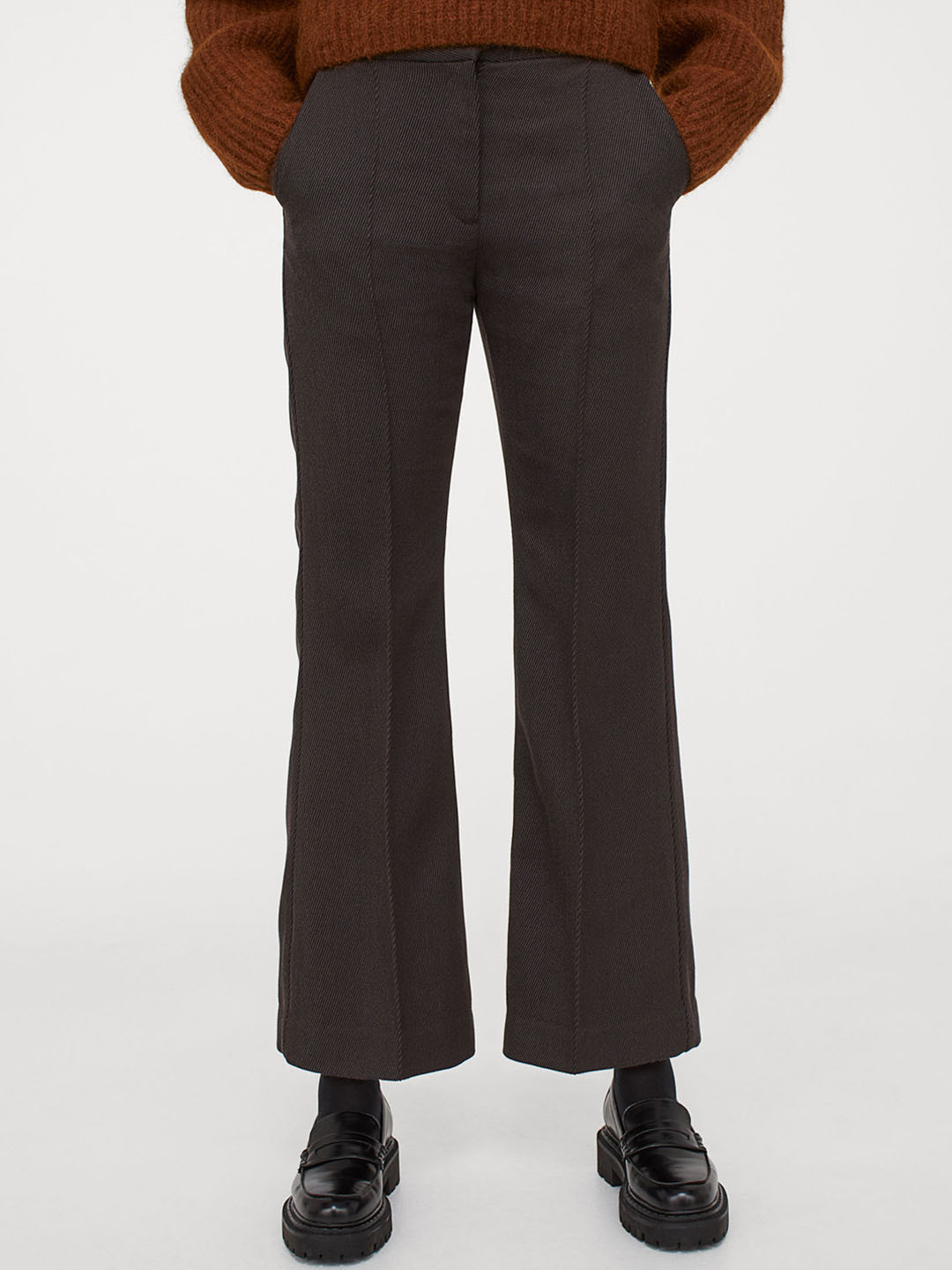 Buy H&M Women Brown Solid Flared Suit Trousers Trousers for Women