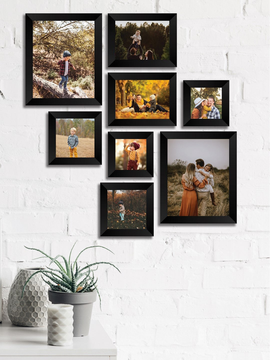 Buy ECraftIndia Set Of 8 Black Solid Memory Wall Collage Photo Frames
