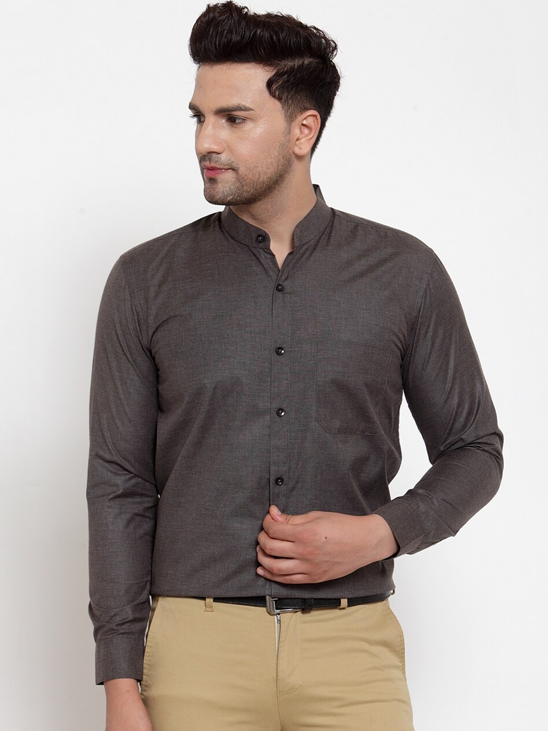Buy JAINISH Men Grey Classic Regular Fit Solid Formal Shirt - Shirts ...