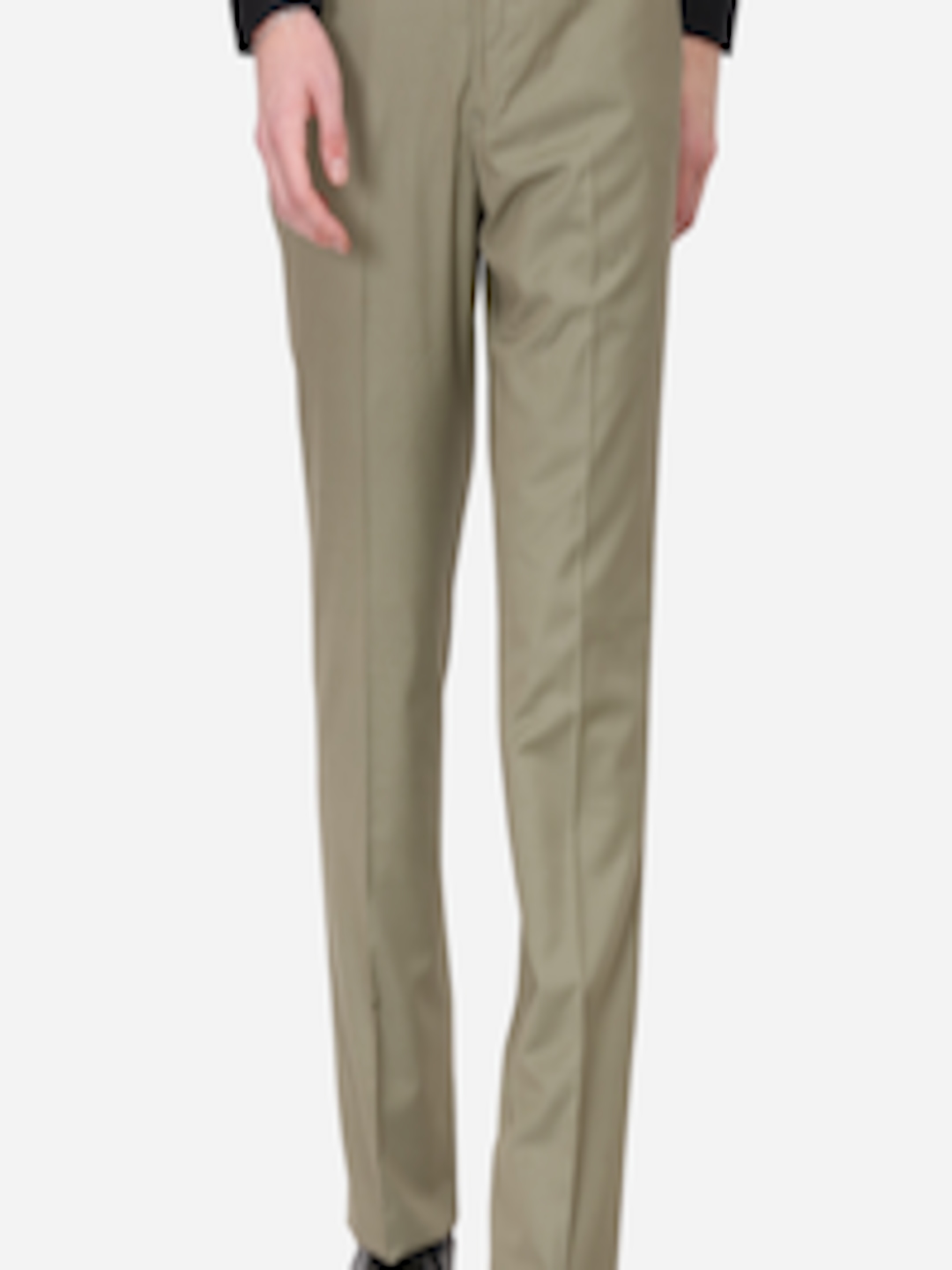 Buy JADE BLUE Men Green Regular Fit Solid Formal Trousers - Trousers ...