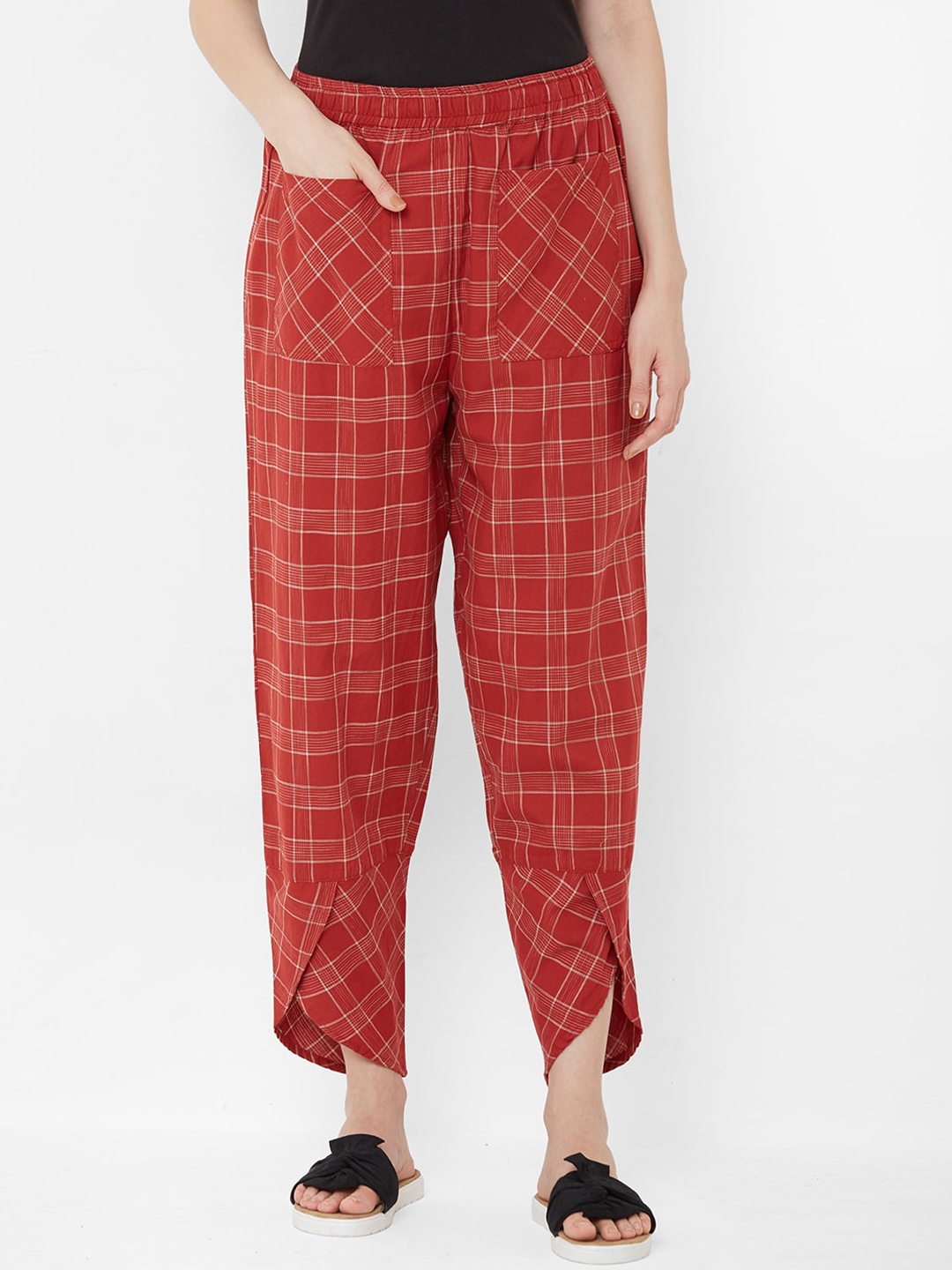 ladies checked lounge pants