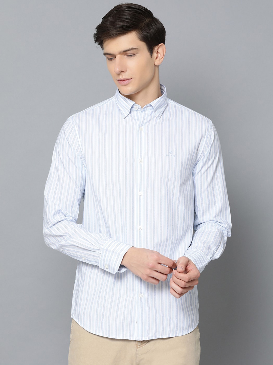 gant blue and white striped shirt