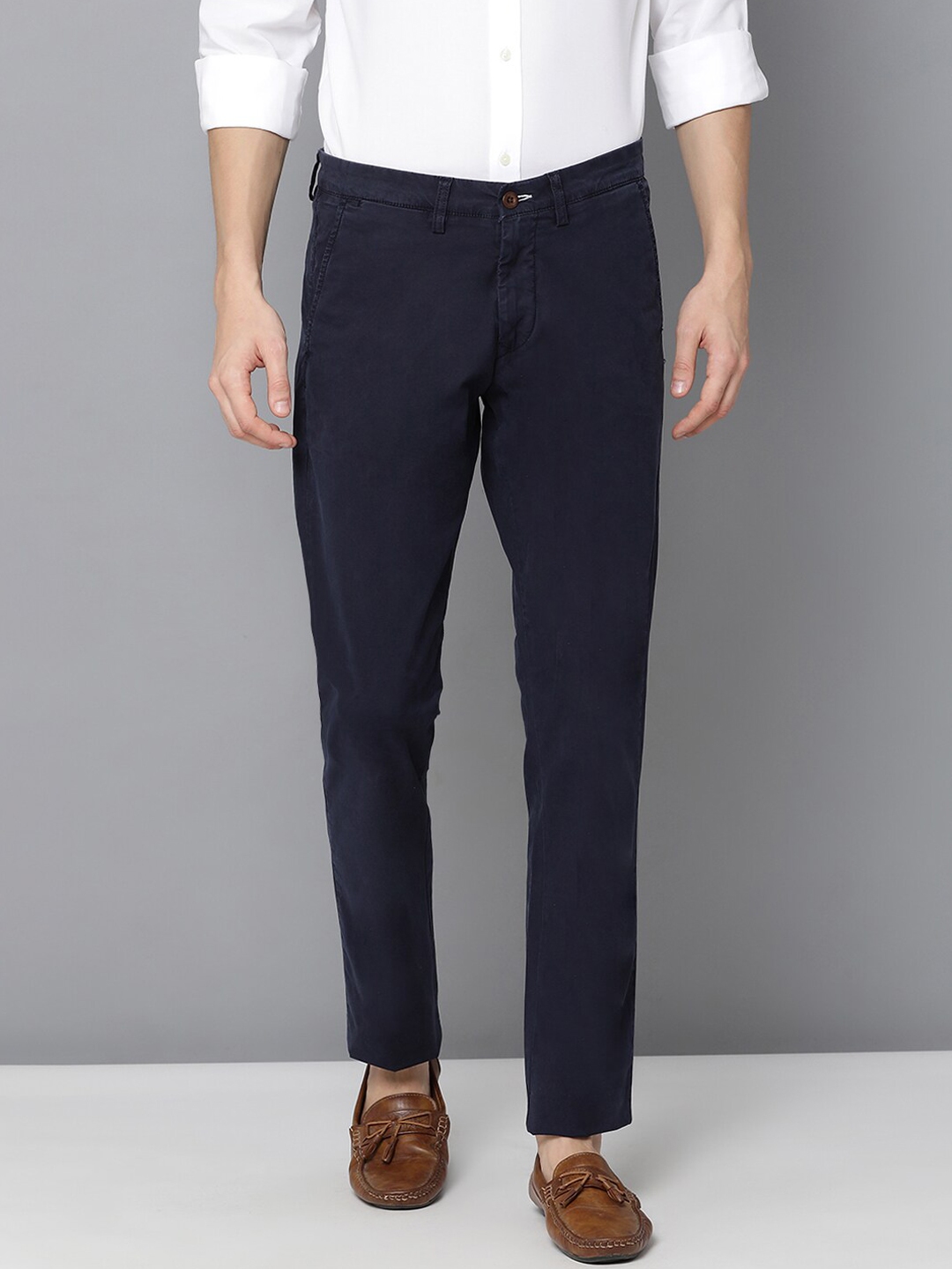 Buy GANT Men Navy Blue Regular Fit Solid Chinos - Trousers for Men ...