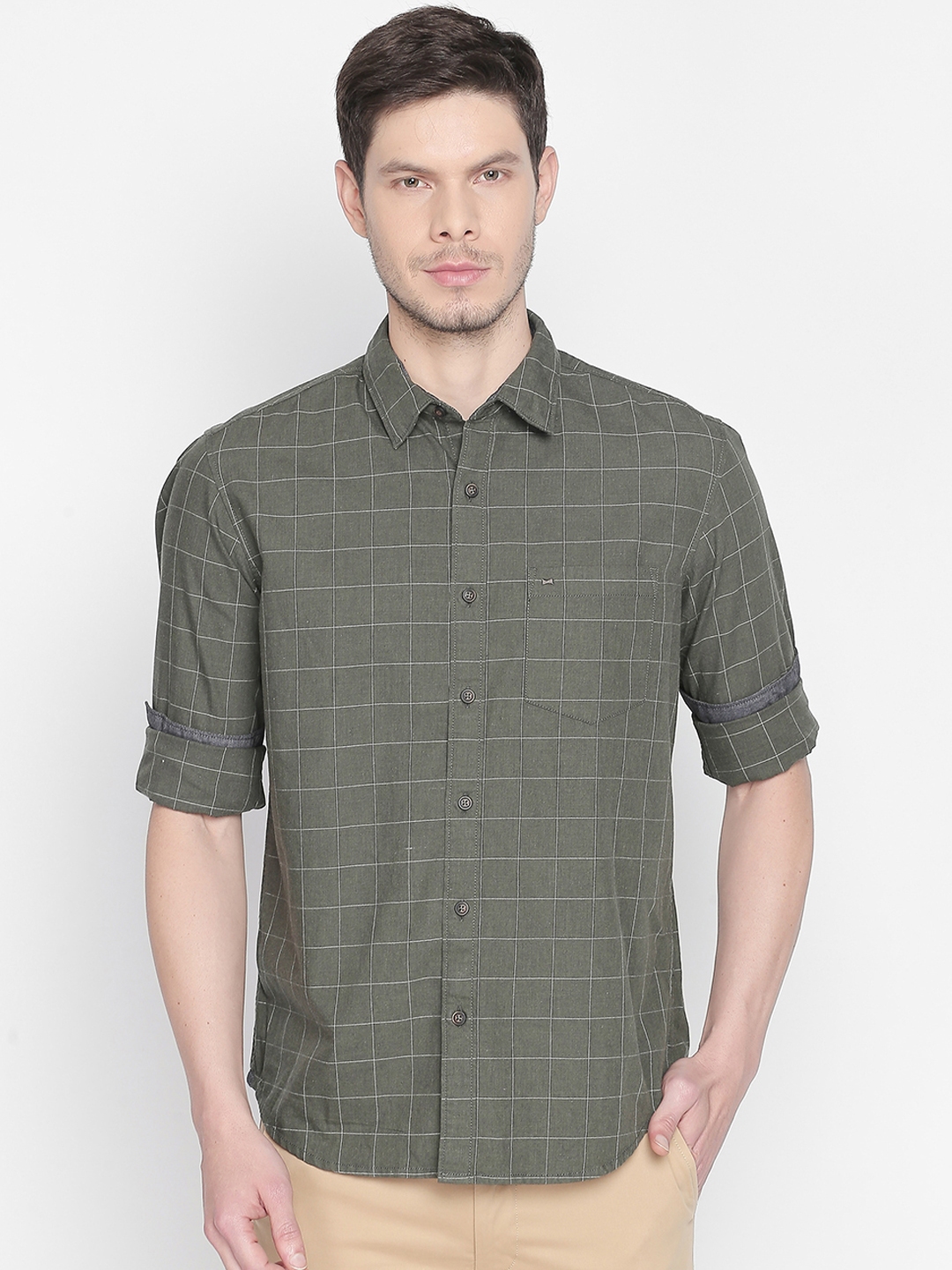 combination with olive green shirt