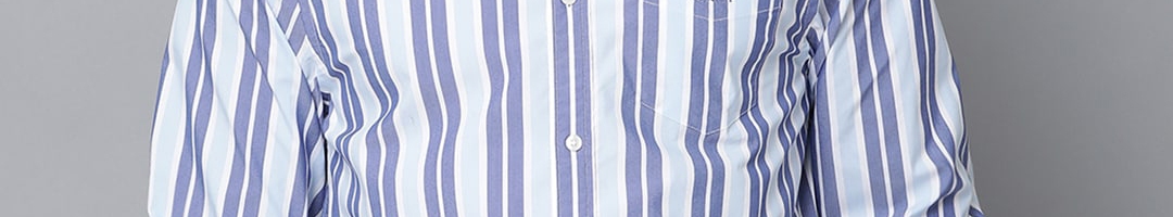 Buy GANT Men White & Blue Regular Fit Striped Casual Shirt - Shirts for ...