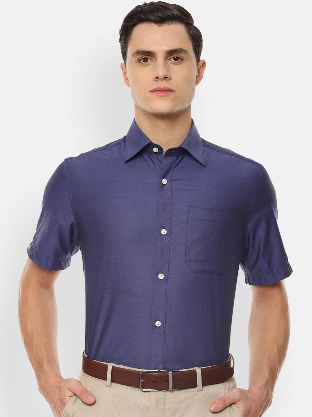Buy Louis Philippe Men Blue Regular Fit Solid Formal Shirt - Shirts for ...