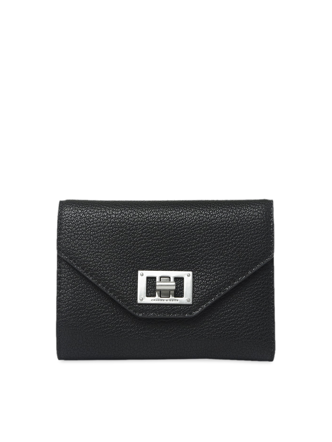 Buy CHARLES & KEITH Women Black Solid Three Fold Wallet - Wallets for ...