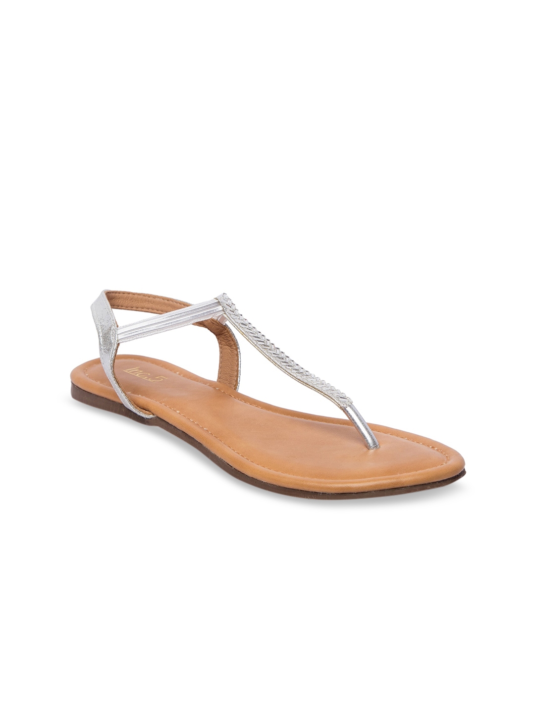 silver t strap flats