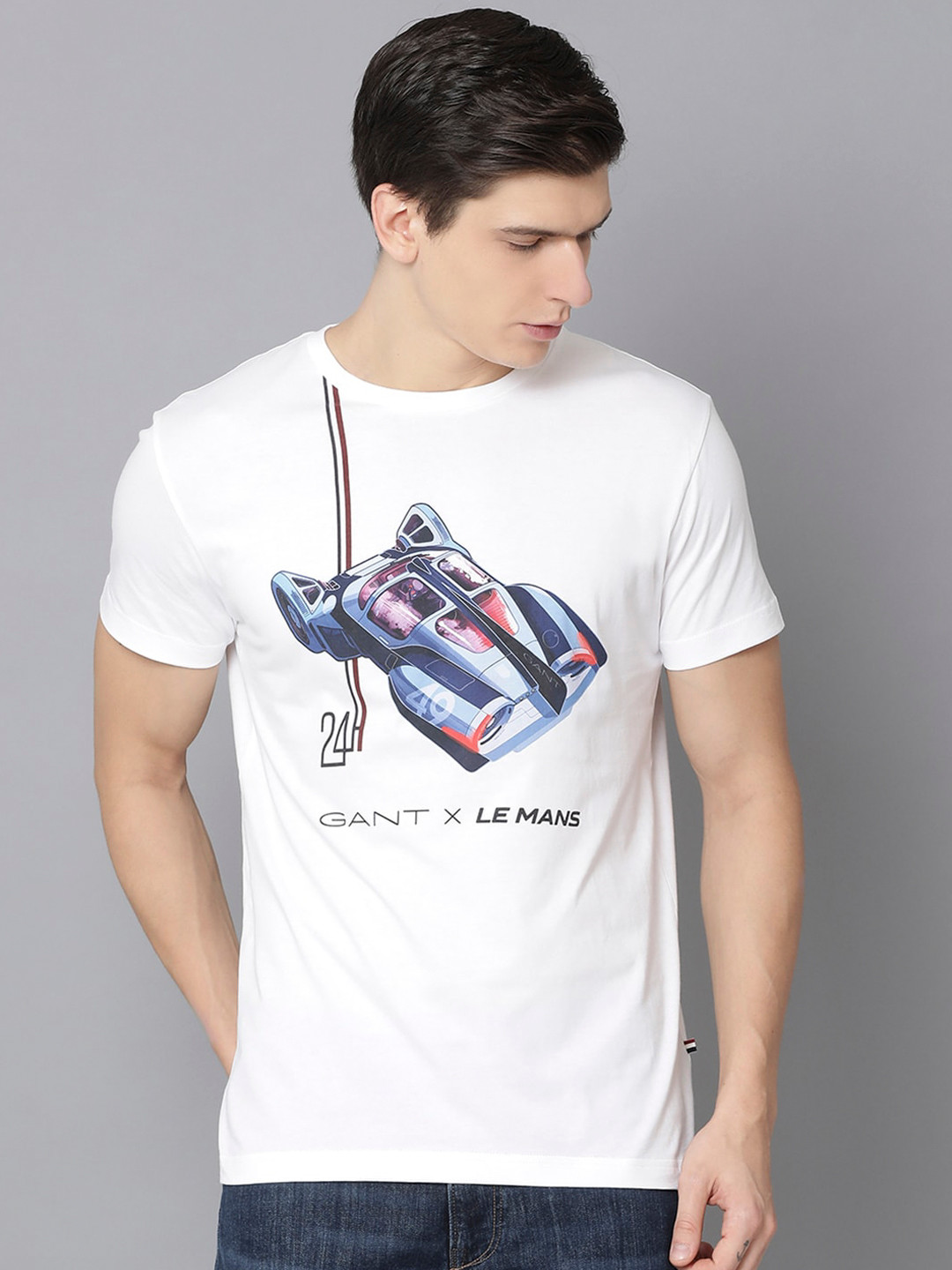Gant Men Printed Off White Shirt
