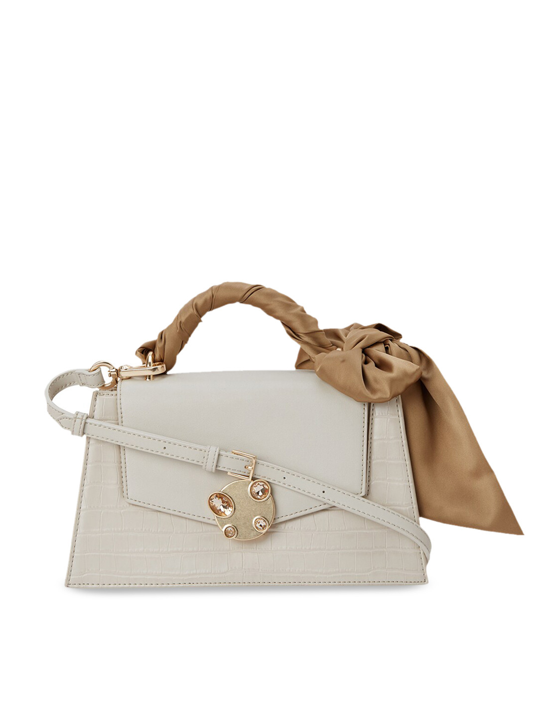 Buy CHARLES & KEITH Cream Coloured Solid Satchel Handbags for Women