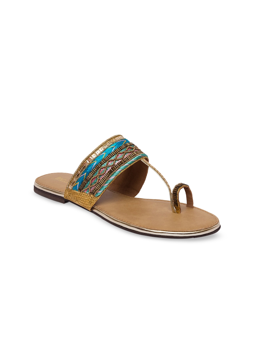 gold t strap flats
