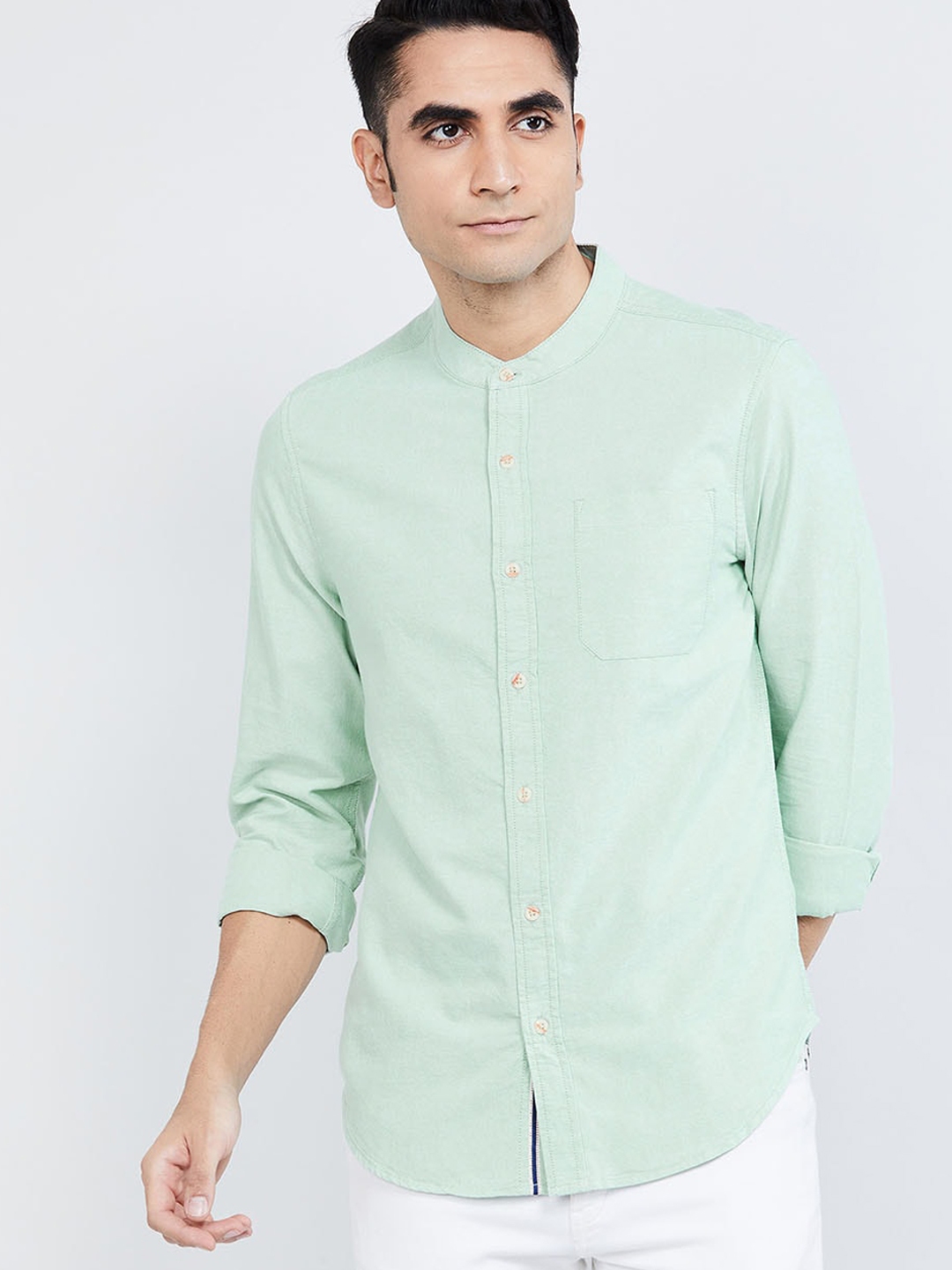 Buy Max Men Mint Green Regular Fit Solid Casual Shirt - Shirts for Men ...