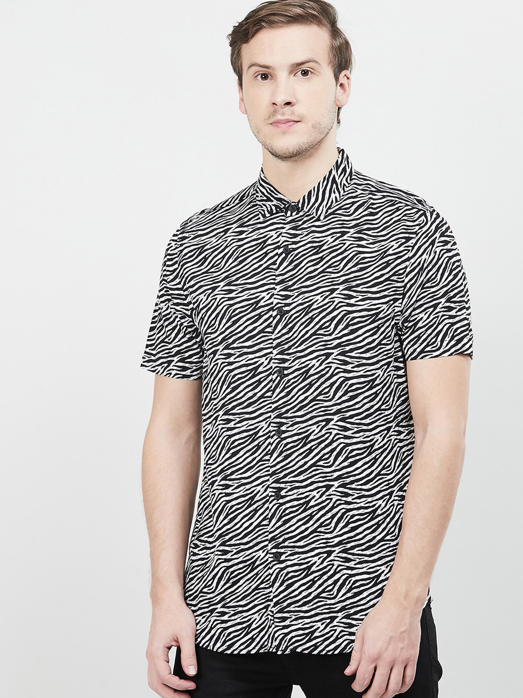 Buy Max Men Black Slim Fit Printed Casual Shirt Shirts for Men