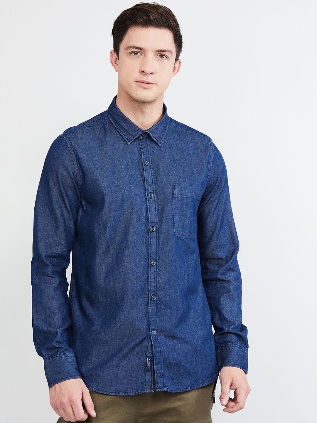 Buy Max Men Blue Regular Fit Solid Casual Shirt - Shirts for Men ...