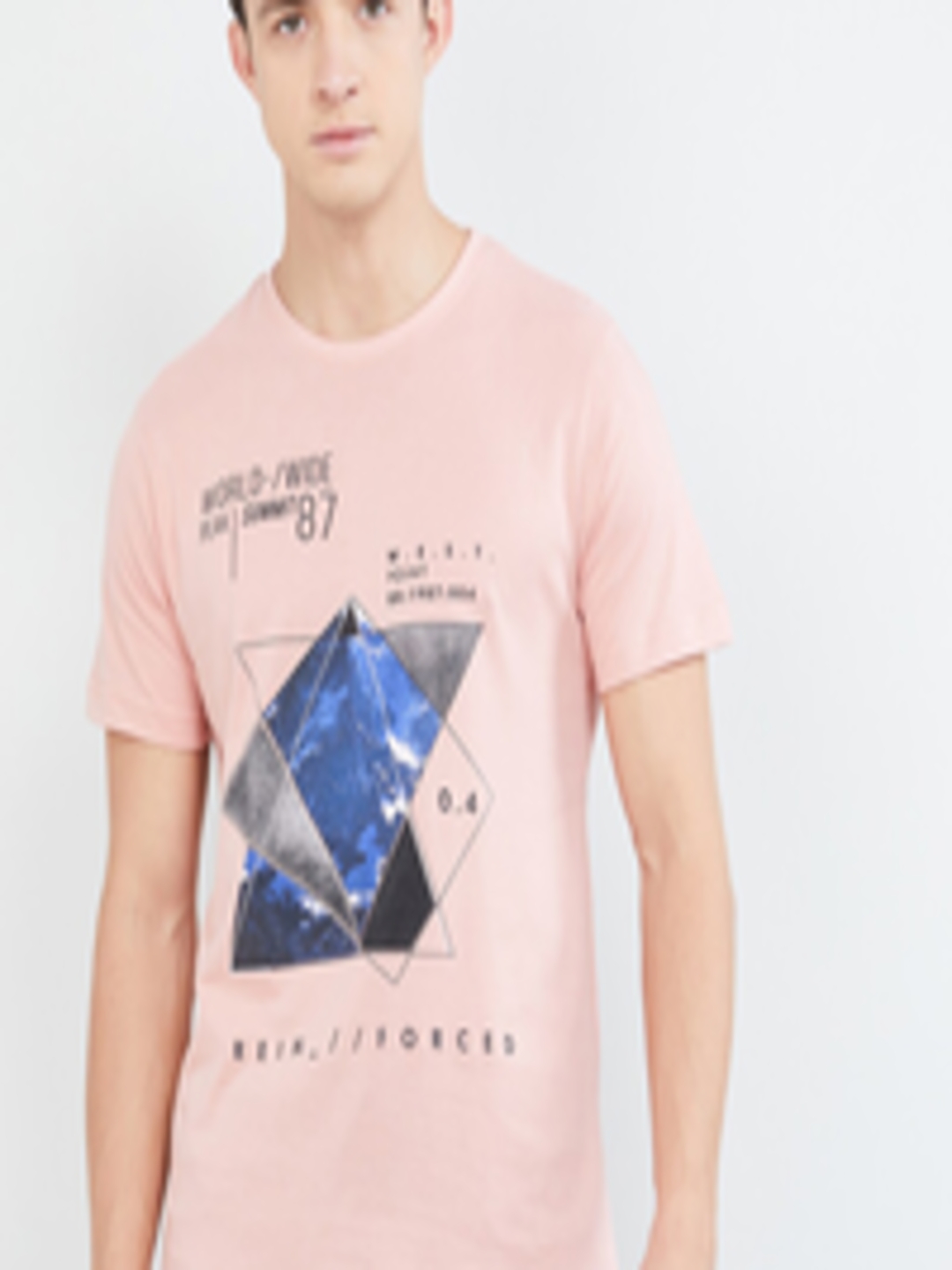 Buy Max Men Pink Printed Round Neck T Shirt - Tshirts for Men 12624834 ...
