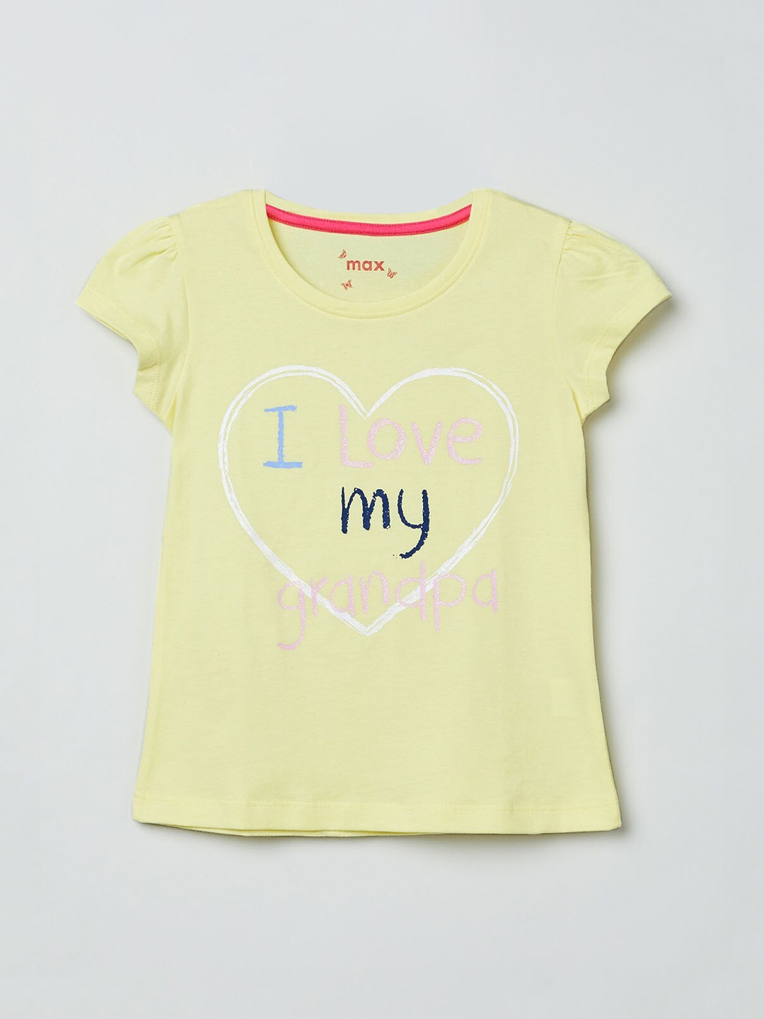 Buy Max Girls Yellow Printed A Line Pure Cotton Top - Tops for Girls ...